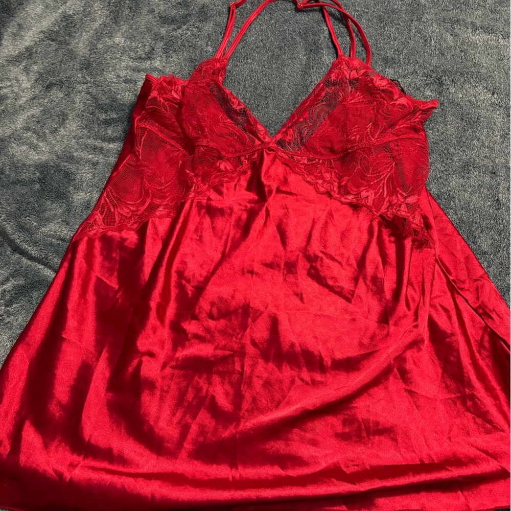 Elegant Red Lace Chemise